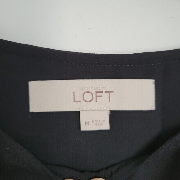 Loft Black White Polka Dot Floral Stripe Sleeveless Sheath Dress Size Medium - Picture 9 of 12